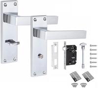 Victorian Straight Delta Handle, Polished Chrome, Bathroom Wc Toilet Internal Door Handles, 3" Standard Butt Hinges - Golden Grace