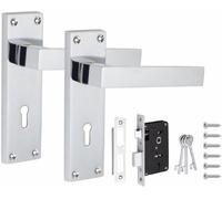 Victorian Straight Delta Handle, Silver Polished Chrome Lever Lock Internal Door Handles, 64mm 3 Lever Lock Set - Golden Grace