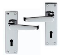 Victorian Straight Door Handle Lever Lock Polished Chrome - Premium Quality