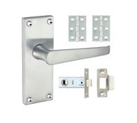 Victorian Straight Latch Door Pack - Satin Chrome Timco Silver One Size