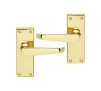 Victorian Straight Lever on Latch Profile Backplate - Classic Internal Door Handle Set - Hardware Fittings Included (Polished Brass)