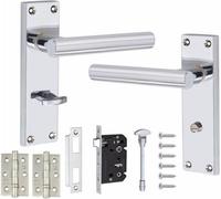 Victorian Straight T-Bar Handle, Polished Chrome, Bathroom Wc Toilet Internal Door Handles, 3" Ball Bearing Hinges - Golden Grace