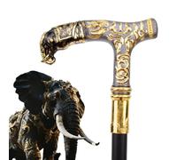 Victorian Style Aluminum Alloy Walking Stick, Black Gold Elephant Head Luxury Pattern Walking Stick, 35.4'' Party Fashion Elegant Cane, Decorative Cosplay Cane