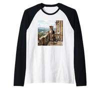Victorian Style Cat Balcony Portrait Elegant Palace Raglan Baseball Tee