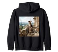 Victorian Style Cat Balcony Portrait Elegant Palace Zip Hoodie