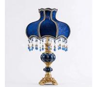 Victorian Style Desk Lamp, Antique Fabric Table Lamp for Living Room, Bedroom Nightstand, Romantic Coquette Home Decor, Floral Embroidery with Beaded Fringe & Hand-Painted Resin Base, 22" H