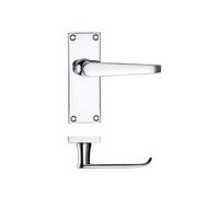 Victorian Style Flat Lever Door Handle, Chrome Finish, 114 x 40mm Backplate, Face-Fix Installation, PR042CP