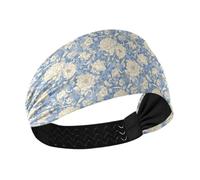 Victorian Style Flowers Blue Non-Slip thick headbands for women Stretchy head sweat bands for women for Football Athletic Sports Cycling banda para el cabello