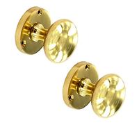 Victorian Style Polished Brass Mortice Round Door Knob Pair