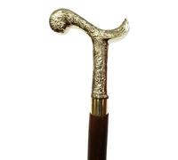 Victorian-Style Vintage Walking Stick Cane - Handmade Wooden Shaft with Brass Handle - Elegant Gift for Men & Women