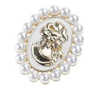 Victorian Styles Alloy Cameo Brooch With Crystal Rhinestones Pearls Women Fashion Jewelry Decorative Lapel Accessory Retro Cameo Brooch With Pearls Accent