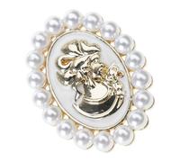 Victorian Styles Alloy Cameo Brooch With Crystal Rhinestones Pearls Women Fashion Jewelry Decorative Lapel Accessory Vintage Alloy Cameo Brooch
