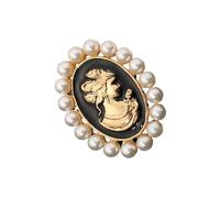 Victorian Styles Alloy Cameo Brooch With Crystal Rhinestones Pearls Women Fashion Jewelry Decorative Lapel Accessory Retro Cameo Brooch With Pearls Accent