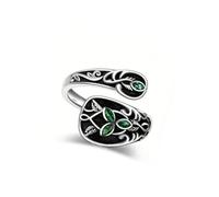 Victorian Styles Inspired Adjustable Green Stone Leaves Rings Nature Theme Jewelry Alloy Thumb Rings Adjustable Green Stone Jewelry