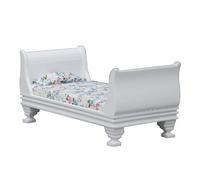 Victorian Styles Miniature Single Bed 1/12 Scene Display Furniture for Dollhouses Bedroom with Realistic Detailed