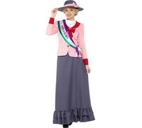 Smiffys Deluxe Victorian Suffragette Costume, Grey Pink, S - UK size 08-10