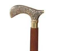 Victorian T Shaped 36" Wooden Cane Classic Brass Handle Folding Handmade Adjustable Gift for Men Women