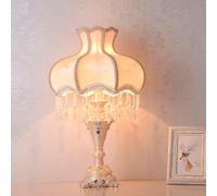 Victorian Table Lamp with Fringe, Antique Fabric Design, Decorative Nightstand Light for Bedroom Living Room, Button Switch
