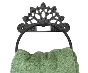 Victorian Towel Ring | Solid Brass | Black 6 inches | Hand Towel Hanger | Round Towel Holder for Bathroom, Toilet,Kitchen Accessories Handmade | Wall Mounted | Napkin Holder