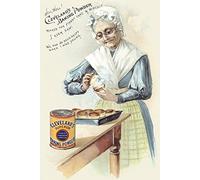 Victorian trade card for Cleveland's Baking Powder. "Well well, Cleveland's Baking Powder makes the finest cake & biscuit I ever saw. We had no such help when I was young." quotes and older woman as