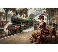 Victorian Train Station 1000 Piece Wooden Jigsaw Puzzle,Wood,Impossible Challenge,Great Gifts,Home Wall Decor,Educational Toy,Adults & Kids 14+,Stress Relief (75x50cm)