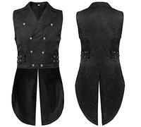 Victorian Vest for Men with Reverse - Steampunk Top for Men Tuxedo, Renaissance Top, Long Vintage Buttons Vest for Gothic Cosplay Medieval Courtyard Halloween Chic Classics Sleeveless