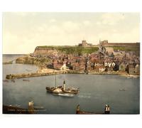 Victorian View from West Cliff, Whitby, Yorkshire, England, Large A3 size 41 by 28 cm Canvas Textured Fine Art Paper Photo Print
