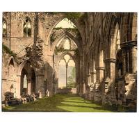 Victorian View of Abbey Interior Looking East, Tintern, Monmouthshire, Wales, Large A3 size 41 by 28 cm Canvas Textured Fine Art Paper Photo Print