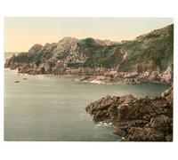Victorian View of Boat Harbour, La Maye Point, Guernsey, Channel Islands, England, Large A3 size 41 by 28 cm Canvas Textured Fine Art Paper Photo Print