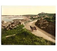 Victorian View of Cobo, Guernsey, Channel Islands, England, Large A3 size 41 by 28 cm Canvas Textured Fine Art Paper Photo Print