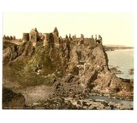Victorian View of Dunluce Castle, Dunluce, County Antrim, Ireland, Large A3 size 41 by 28 cm Canvas Textured Fine Art Paper Photo Print