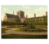 Victorian View of Jesus College, Cambridge, England, Large A3 size 41 by 28 cm Canvas Textured Fine Art Paper Photo Print