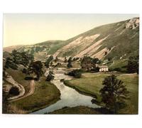 Victorian View of Monsal Dale, Derbyshire, England, Large A3 size 41 by 28 cm Canvas Textured Fine Art Paper Photo Print