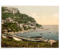 Victorian View of Runswick Bay II, Whitby, Yorkshire, England, Large A3 size 41 by 28 cm Canvas Textured Fine Art Paper Photo Print