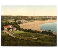 Victorian View of Saint Brelades Bay, Jersey, Channel Islands, England, Large A3 size 41 by 28 cm Canvas Textured Fine Art Paper Photo Print