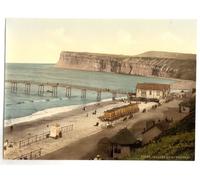 Victorian View of Saltburn-by-the-Sea, Yorkshire, England, Large A3 size 41 by 28 cm Canvas Textured Fine Art Paper Photo Print