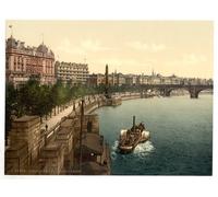 Victorian View of Thames Embankment, London, England, Large A3 size 41 by 28 cm Canvas Textured Fine Art Paper Photo Print