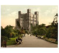 Victorian View of the Castle, Rochester, Kent, England, Large A3 size 41 by 28 cm Canvas Textured Fine Art Paper Photo Print