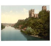 Victorian View of the Cathedral and Castle from the Bridge, Durham, County Durham, England, Large A3 size 41 by 28 cm Canvas Textured Fine Art Paper Photo Print