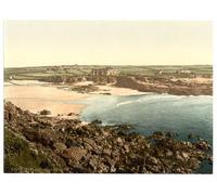 Victorian View of Trevone near Padstow, Trevone, Cornwall, England, Large A3 size 41 by 28 cm Canvas Textured Fine Art Paper Photo Print