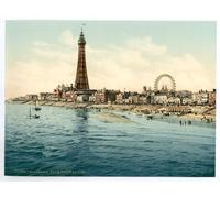 Victorian View of Vintage Blackpool from Central Pier, Blackpool England Large A3 size 16 x 11 inch Canvas Textured Fine Art Paper Photo Print