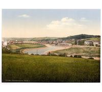Victorian View of Wadebridge from the South, Cornwall, England, Large A3 size 41 by 28 cm Canvas Textured Fine Art Paper Photo Print