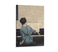 Victorian Vintage Woman Playing Piano AntiqueCanvas Poster Wall Art Poster for Room Living Room Study Aesthetics And DecorationFrame-style 08x12inch(20x30cm)