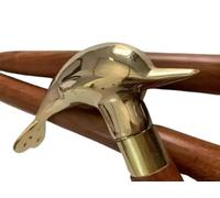Victorian Walking Stick - Brass Dolphin Head Handle, Solid Wooden Cane, Handmade Elegant Design - Perfect for Walking, Collecting & Gift Giving - Unisex Walking Cane