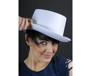 Victorian White Satin Top Hat