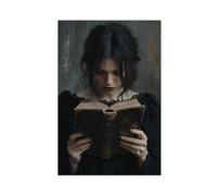 Victorian Woman Reading Bookish Wall Art Poster Print Dark Academia Decor Librariancore Wall Art Moody Reading Nook Painting Book Lover Gift