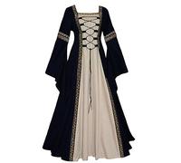 Victorian Women's Long Sleeve Dress Medieval Dress Square Neck Lace Up Vintage Chic Gothic Renaissance Cosplay Court Loose Fit for Carnival Halloween Prom Party Long Dress