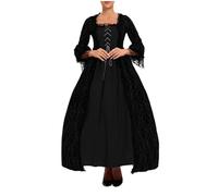 Victorian Women's Long Sleeve Dress, Vintage Printed Dress Loose Fit Chic Medieval Court Renaissance Gothic Steampunk Cosplay Halloween Carnival Patchwork Cocktail Prom Dress
