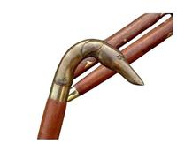 Victorian Wooden Walking Stick with Solid Brass Dog Head Handle - Classic Gentlemen’s Designer Cane, Elegant Vintage Style Mobility Accessory & Gift for Men & Women