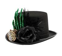 Victorian Wool Top Hat With Goggles Skeleton Hand Tall Hat For Carnivals Cosplay Theme Event Celebration Halloween Props Gothic Top With Goggles